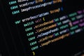 Swift code on screen showing error enumeration with switch statement logic and return handling