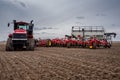 Swift Current, SK/Canada- May 4, 2019: Tractor and air drill seeding equipment in Saskatchewan, Canada