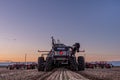 Swift Current, SK/Canada- May 10, 2019: Tractor and Bourgault air drill seeding equipment in the field Royalty Free Stock Photo