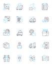 Swift delivery linear icons set. Speedy, Rapid, Agile, Quick, Prompt, Instantaneous, Expedited line vector and concept