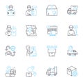 Swift delivery linear icons set. Speedy, Rapid, Agile, Quick, Prompt, Instantaneous, Expedited line vector and concept