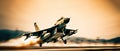 Swift Departure High-Speed Combat Military Fighter Takes Off. created with Generative AI