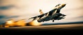 Swift Departure High-Speed Combat Military Fighter Takes Off. created with Generative AI