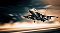 Swift Departure High-Speed Combat Military Fighter Takes Off. created with Generative AI