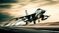 Swift Departure High-Speed Combat Military Fighter Takes Off. created with Generative AI