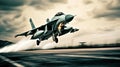 Swift Departure High-Speed Combat Military Fighter Takes Off. created with Generative AI