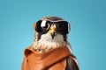 Swift Falcon with Aviator Goggles Portrait. Generative AI illustration