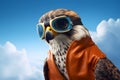 Swift Falcon with Aviator Goggles Portrait. Generative AI illustration