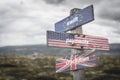 swift payments crackdown text quote on signpost outdoors in nature. To simulate international sanctions against russia