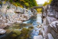 The Swift River at Rocky Gorge, on the Kancamagus Highway, in White Mountain National Forest, New Hampshire. Royalty Free Stock Photo