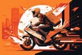 Swift and Secure sleek and modern illustration of a delivery courier on a high-tech motorcycle, ensuring the safe