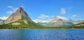Swiftcurrent lake in high alpine landscape on the Grinnell Glacier trail, Glacier national park, Montana Royalty Free Stock Photo