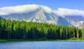 Swiftcurrent lake in high alpine landscape on the Grinnell Glacier trail, Glacier national park, Montana Royalty Free Stock Photo