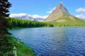 Swiftcurrent lake in high alpine landscape on the Grinnell Glacier trail, Glacier national park, Montana Royalty Free Stock Photo