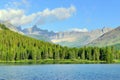 Swiftcurrent lake in high alpine landscape on the Grinnell Glacier trail, Glacier national park, Montana Royalty Free Stock Photo