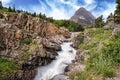 Swiftwater Falls in Glacier National Park, Montana, cascading beautifully Royalty Free Stock Photo