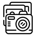 Swim camp camera icon outline vector. Summer water Royalty Free Stock Photo
