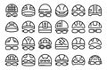 Swim Cap icons set outline vector. Hat competition