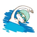 Swim the crawl boy color vector drawing.