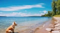 swim dog lake michigan Royalty Free Stock Photo