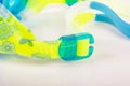 Swimming goggles fastener close up