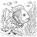 Swim with hand-drawn cuties in this delightful fish coloring book