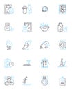 Swim laps linear icons set. Endurance, Stroke, Pool, Fitness, Exercise, Cardio, Routine line vector and concept signs Royalty Free Stock Photo