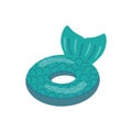 Swim rings, pool games rubber toys, colorful lifebuoys. Swimming circles, cute pool in the shape of a mermaid tail