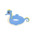 Swim rings, pool games rubber toys, colorful lifebuoys. Swimming circles, cute pool in the shape of a seahorse