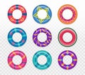 Swim rings set on transparent background. Royalty Free Stock Photo