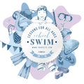 Swim school emblem