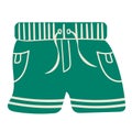 Swim shorts, men's or women's short, summer shorts, green, hand drawn. Vector illustration, beach concept.