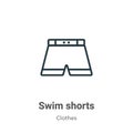 Swim shorts outline vector icon. Thin line black swim shorts icon, flat vector simple element illustration from editable clothes Royalty Free Stock Photo