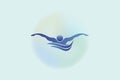 Swim sport icon vector logo design on blue background template Royalty Free Stock Photo