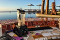 Swim-up bar in infinity pool in tropics Royalty Free Stock Photo