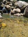 Swiming in small water fall