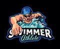 Swimmer Athlete Mascot Logo Design Royalty Free Stock Photo