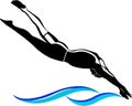 Swimmer athlete sports logo Royalty Free Stock Photo