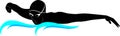 Swimmer athlete. Swimmer. The emblem of the swimmer. Vector image of a swimmer.It is drawn in the style of engraving. Swimming Sil