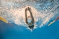 Swimmer in back crawl style underwater Royalty Free Stock Photo