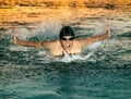 Swimmer breathing during swimming butterfly