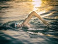 Swimmer breathing during swimming crawl