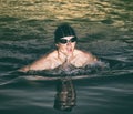 Swimmer breathing during swimming crawl