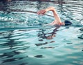 Swimmer breathing during swimming crawl