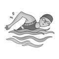 Swimmer in cap and goggles swimming in the pool.Olympic sports single icon in monochrome style vector symbol stock