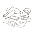 Swimmer in cap and goggles swimming in the pool.Olympic sports single icon in outline style vector symbol stock