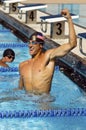 Swimmer Celebrating Victory In Pool Royalty Free Stock Photo