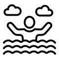 Swimmer in dangerous icon outline vector. Sharks assault Royalty Free Stock Photo