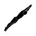 Swimmer Diving Entry Silhouette - Aquatic Sport Vector Royalty Free Stock Photo