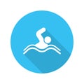 Swimmer flat design long shadow glyph icon Royalty Free Stock Photo